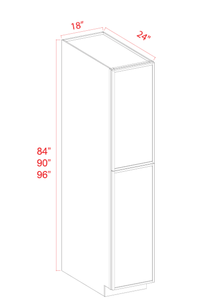Slim Shaker — Wall Pantry - 18"W x 90"H x 24"D - 2D, 5S — highest-resolution technical cabinet drawing