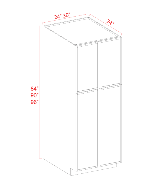 Slim Shaker — Wall Pantry - 30"W x 84"H x 24"D - 4D, 5S — highest-resolution technical cabinet drawing