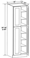 SW-U309624 — Wall Pantry - 30”W x 96”H x 24”D - 4D, 5S
