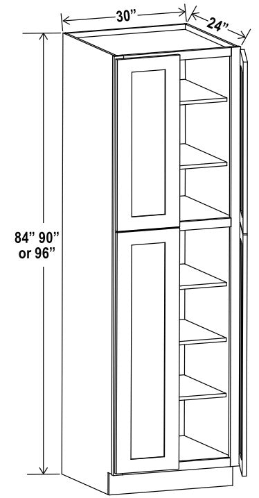 Classic Framed — Wall Pantry - 30”W x 96”H x 24”D - 4D, 5S — highest-resolution technical cabinet drawing