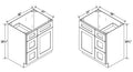 SW-V3021DL — Vanity Sink Base with 3 Drawers - 30”W x 34-1/2” x 21”D -                                                       