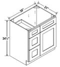 NB-V3021DL — Vanity Sink Base with 3 Drawers - 30”W x 34-1/2” x 21”D -                                                       