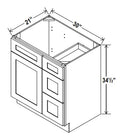 NB-V3021DR — Vanity Sink Base with 3 Drawers - 30”W x 34-1/2” x 21”D -                                                       
