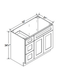 SB-V3321DL — Shaker Sage Breeze - Vanity Sink Base - 33"W x 34 1/2" x 21"D - 1D, 3 Left DRW