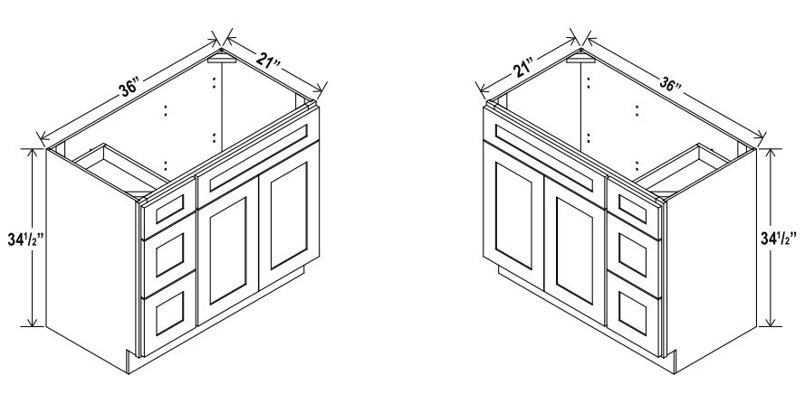 Vanity Combo Cabinets - Right Side Drawers