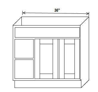 36" Wide Vanity Sink Base Right