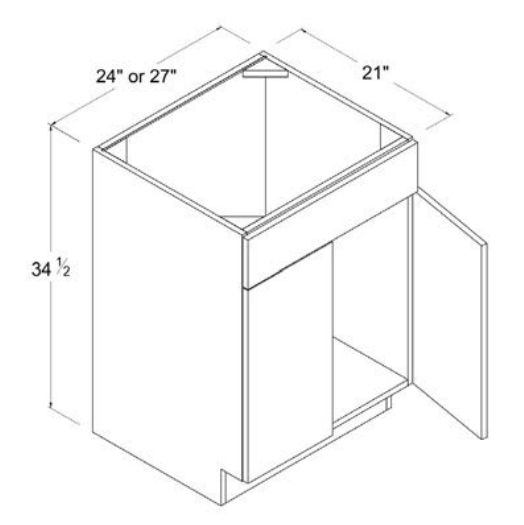 MB-VS24 — Vanity Sink Base - 24" X 34 1/2"H X 21"D - 2 Doors - 1 False Drawer Faces