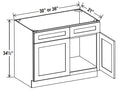 NB-VS30 — Vanity Sink Base Cabinet - 30”W x 34-1/2”H x 21”D - 2 False Drw front, 2D