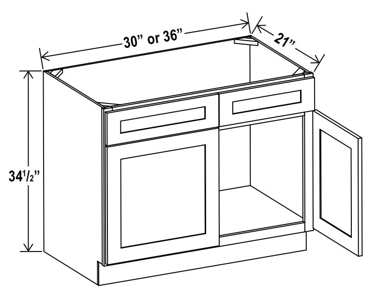 2 Doors 2 Dummy Drawer Vanity Sink Base Cabinet