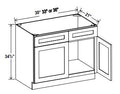 SW-VS33 — Vanity Sink Base Cabinet - 33”W x 34-1/2”H x 21”D - 2 False Drw front, 2D