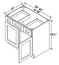 AG-VSD42 — Vanity Sink Drawer Base Cabinet - 42”W x 34-1/2”H x 21”D -                          2 DRW, 1 Middle false drw fron