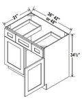 NB-VSD36 — Vanity Sink Drawer Base Cabinet - 36”W x 34-1/2”H x 21”D -                          2 DRW, 1 Middle false drw fron
