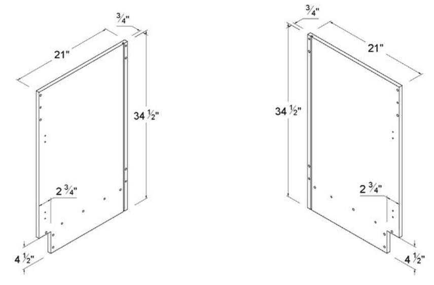 MB-VSPL — Finished Left-Side Panel for Vanity Cabinets - 21"D X 34 1/2"H X 3/4"W