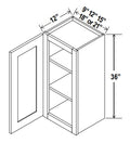 NB-W0936 — Wall Cabinet - 09”W x 36”H x 12”D - 1D -2S