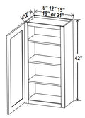 NB-W1542 — Wall Cabinet - 15”W x 42”H x 12”D - 1D -3S