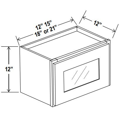 Classic Framed — Wall Cabinet with Glass Door - 15”W x 12”H x 12”D - 1D — highest-resolution technical cabinet drawing
