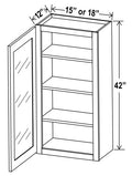 AG-W1842GD — Wall Cabinet with Glass Door - 18”W x 42”H x 12”D - 1D, 3S