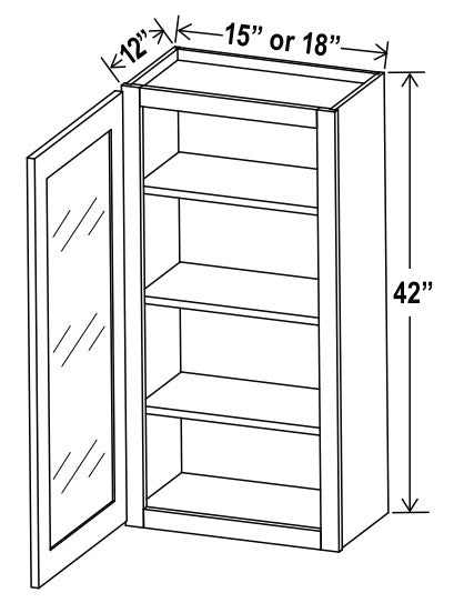 42"H Wall Cabinets With Single Glass Door