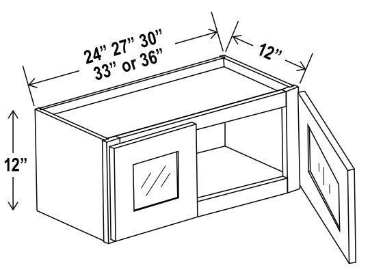 Unlimited Framed — Wall Cabinet with Glass Doors - 36”W x 12”H x 12”D - 2D — highest-resolution technical cabinet drawing