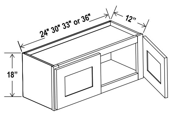 Classic Framed — Wall Cabinet - 33”W x 18”H x 12”D - 2D — highest-resolution technical cabinet drawing