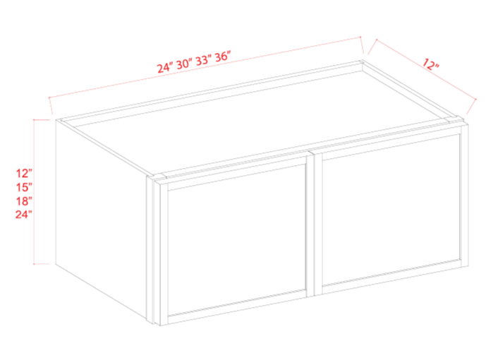 Slim Shaker — Wall Cabinet - 36"W x 24"H x 12"D - 2D - 1S — highest-resolution technical cabinet drawing