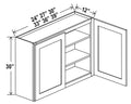 AG-W3030 — Wall Cabinet - 30”W x 30”H x 12”D - 2D -2S