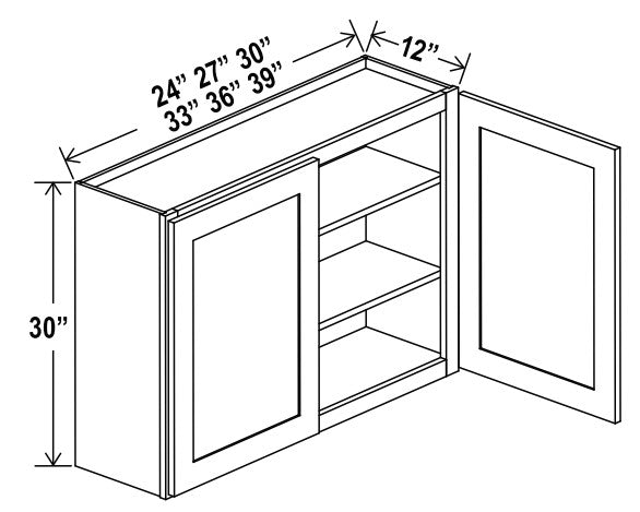 Unlimited Framed — Wall Cabinet - 30”W x 30”H x 12”D - 2D -2S — highest-resolution technical cabinet drawing
