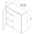 MB-W3630 — Wall Cabinet - 36"W X 30"H X 12"D - 2 Doors - 2 Shelves