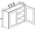 NB-W3930 — Wall Cabinet - 39”W x 30”H x 12”D - 2D -2S