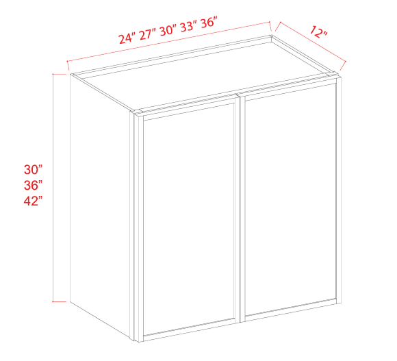 Slim Shaker — Wall Cabinet - 36"W x 30"H x 12"D - 2D -2S — highest-resolution technical cabinet drawing
