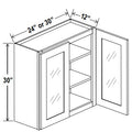 NB-W2430GD — Wall Cabinet with Glass Doors - 24”W x 30”H x 12”D - 2D, 2S