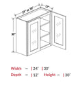 DDW-W2430GD — Wall Cabinet with Glass Doors - 24”W x 30”H x 12”D - 2D, 2S
