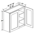 NB-W2436 — Wall Cabinet - 24”W x 36”H x 12”D - 2D -2S