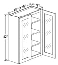 AG-W2442GD — Wall Cabinet with Glass Doors - 24”W x 42”H x 12”D - 2D, 3S