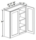 NB-W3642 — Wall Cabinet - 36”W x 42”H x 12”D - 2D -3S
