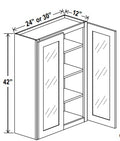 NB-W2442GD — Wall Cabinet with Glass Doors - 24”W x 42”H x 12”D - 2D, 3S