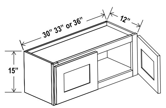 Unlimited Framed — Wall Cabinet - 30”W x 15”H x 12”D - 2D — highest-resolution technical cabinet drawing