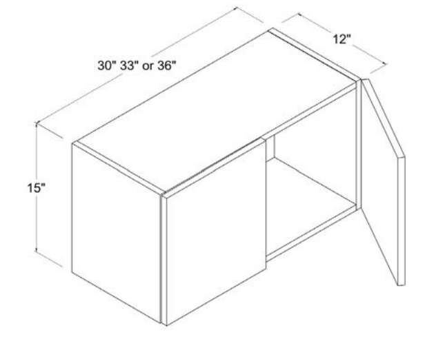 MB-W3015 — Wall Cabinet - 30"W X 15"H X 12"D - 2 Doors