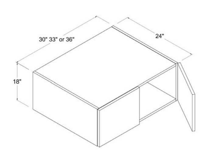 Frameless — Wall Cabinet - 33"W X 18"H X 24"D - 2 Doors — highest-resolution technical cabinet drawing