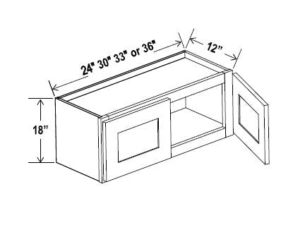 18"H Wall Cabinet With Double Glass Doors