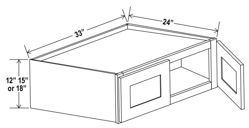 Slim Shaker — Wall Refrigerator Cabinet - 33"W x 15"H x 24"D -2D — highest-resolution technical cabinet drawing