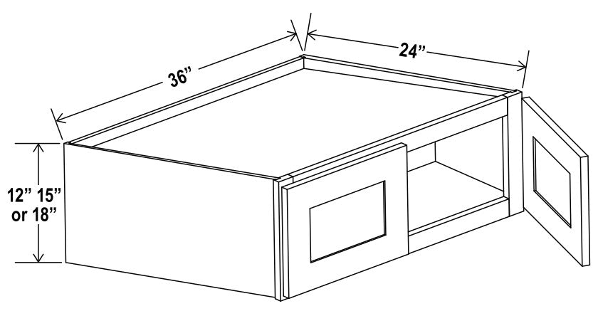 Unlimited Framed — Wall Refrigerator Cabinet-36”W x 18”H x 24”D - 2D — highest-resolution technical cabinet drawing