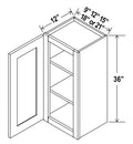 SW-W1536 — Wall Cabinet - 15”W x 36”H x 12”D - 1D -2S