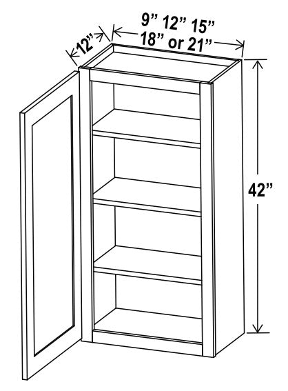 Unlimited Framed — Wall Cabinet - 18”W x 42”H x 12”D - 1D -3S — highest-resolution technical cabinet drawing