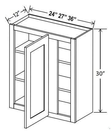 Classic Framed — Wall Blind Corner Cabinet - 36”W x 30”H x 12”D - 1D -2S — highest-resolution technical cabinet drawing