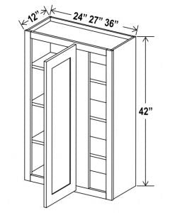 Classic Framed — Wall Blind Corner Cabinet - 33”W x 42”H x 12”D - 1D -3S — highest-resolution technical cabinet drawing