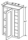 NB-WBC2442 — Wall Blind Corner Cabinet - 24”W x 42”H x 12”D - 1D -3S