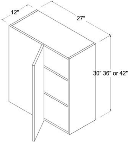 MB-WBC2730 — Wall Blind Corner Cabinet - 27"W X 30"H X 12"D - 1 Door - 2 Shelves