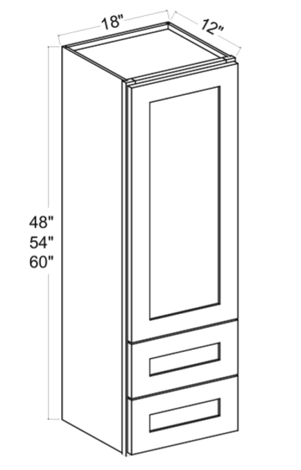 Classic Framed — Wall Tower Cabinet - 18"W X 54"H X 12"D - 1D, 2Drawers, 3S — highest-resolution technical cabinet drawing