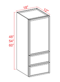 SAG-WD1848 — Slim Shaker — Wall With Drawer Cabinet-18"W x 48"H x 12"D- 1D, 2 DRW cabinet product image